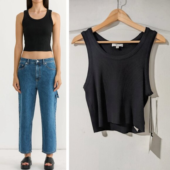 AGOLDE | Cropped Poppy Tank In Black - Picture 1 of 12